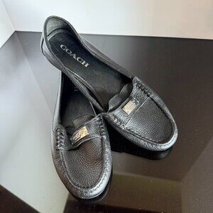 Women’s Size 7.5 Coach Fredrica A5175 Loafers Black Leather Driving Shoes NWOT